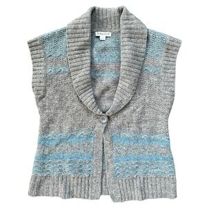 Vintage Pendleton Women's Gray & Blue Knit Sweater Vest Shawl Collar Size S